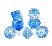 Cubes de Couleur en Cristal Transparent Flashowl D20 Cubes Donjés et Dragons Cube Plays Table Cubes Roll polyédrique Play W20 Dice DND RPG MTG POLYÉDRIQUE Dice (7 pièces Bleues)
