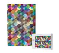Cubes de Couleurs Abstraits imprimés Violets,Puzzle Familial en Bois de 1 000 pièces pour Adultes et Adolescents