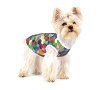 Cubes de Couleurs Abstraits imprimés Violets,T-Shirt sans Manches en Coton pour Animaux de Compagnie, Gilet Respirant, Extensible et Doux,L