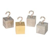 Cubes de densité, Set de 4 métaux avec crochets, côtés de 32 mm - Aluminium, Laiton, plomb, acier - Pour une utilisation avec la densité, la gravité spécifique, les activités thermiques spécifiques - Eisco Labs