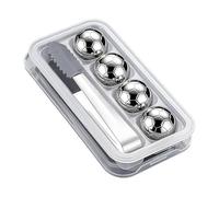 Cubes De Glace De Vin De Ballons De Football D'acier Inoxydable 304 - Pierres De Vin De Whisky Pour L'usage À La Maison De Barre | Boules De Glace Rondes, Paquet De 4 | Roches De Refroidissement En Mé