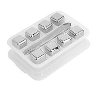 Cubes de glace en acier inoxydable, pierres réutilisables pour rafraîchir le whisky, refroidisseurs de boissons en métal qui ne diluent pas, avec pince à glaçons et boîte de (8 cubes avec pinces à