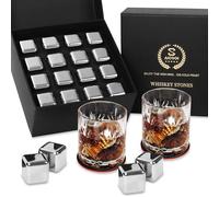 Cubes de glace réutilisables - cubes de glace en acier inoxydable réutilisables, pierres pour whisky Ice Cubes, cadeaux pour le jour du père pour hommes maris (16 pièces)