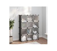 Cubes de rangement 12 pcs avec portes noir PP