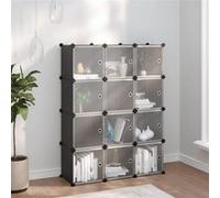 vidaXL Cubes de rangement 12 pcs avec portes Noir PP 340556