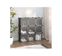 Cubes de rangement 9 pcs avec portes noir PP
