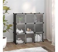 Cubes de rangement 9 pcs avec portes noir PP Noir G