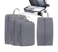 Cubes de Rangement à Compression,Set D'organisateur De Bagages À Double Fermeture Éclair Pour Cabine | Set De Quatre Accessoires Valise Avec Double Zip Pour Organisation Vêtements Séjour Extérieur Et