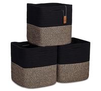 Cubes de rangement NaturalCozy de 28 cm, paniers tress s en corde de coton, lot de 3 | Bacs de rangement | Paniers de rangement carr s pour tag