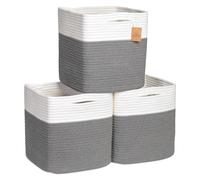 Cubes de rangement NaturalCozy de 28 cm, paniers tress s en corde de coton, lot de 3 | Bacs de rangement | Paniers de rangement carr s pour tag