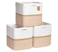 Cubes de rangement NaturalCozy de 28 cm, paniers tress s en corde de coton, lot de 3 | Bacs de rangement | Paniers de rangement carr s pour tag