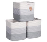 Cubes de rangement NaturalCozy de 28 cm, paniers tress s en corde de coton, lot de 3 | Bacs de rangement | Paniers de rangement carr s pour tag