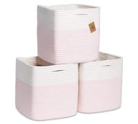 Cubes de rangement NaturalCozy de 28 cm, paniers tress s en corde de coton, lot de 3 | Bacs de rangement | Paniers de rangement carr s pour tag