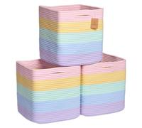 Cubes de rangement NaturalCozy de 28 cm, paniers tress s en corde de coton, lot de 3 | Bacs de rangement | Paniers de rangement carr s pour tag