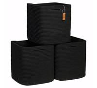 Cubes de rangement NaturalCozy de 28 cm, paniers tress s en corde de coton, lot de 3 | Bacs de rangement | Paniers de rangement carr s pour tag