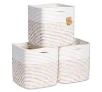 Cubes de rangement NaturalCozy de 28 cm, paniers tress s en corde de coton, lot de 3 | Bacs de rangement | Paniers de rangement carr s pour tag