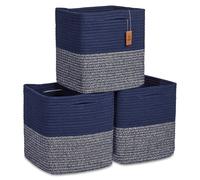 Cubes de rangement NaturalCozy de 28 cm, paniers tress s en corde de coton, lot de 3 | Bacs de rangement | Paniers de rangement carr s pour tag