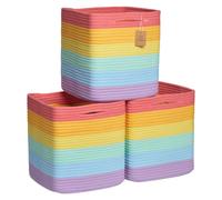 Cubes de rangement NaturalCozy de 28 cm, paniers tress s en corde de coton, lot de 3 | Bacs de rangement | Paniers de rangement carr s pour tag