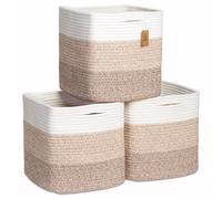 Cubes de rangement NaturalCozy de 28 cm, paniers tress s en corde de coton, lot de 3 | Bacs de rangement | Paniers de rangement carr s pour tag