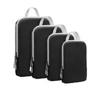 Cubes d'emballage De Compression De Voyage - Cubes De Compression De Bagages | Lot De 4 Organisateurs De Voyage, Sacs Réutilisables pour Mauvaises Imperméables pour Valises Et Voyage, Noir,