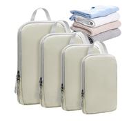 Cubes d'emballage De Compression De Voyage - Cubes De Compression De Bagages | Lot De 4 Organisateurs De Voyage, Sacs Réutilisables pour Mauvaises Imperméables pour Valises Et Voyage, Apricot,