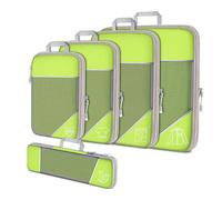 Cubes d'emballage de compression for les voyages, lot de 5 cubes d'emballage compressibles, portables et peu encombrants, for les amateurs de voyages, organisateur de valise, essentiels.(Green)