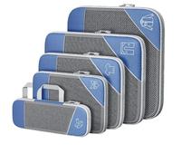 Cubes d'emballage de compression for les voyages, lot de 5 cubes d'emballage compressibles, portables et peu encombrants, for les amateurs de voyages, organisateur de valise, essentiels.(Sky Blue)