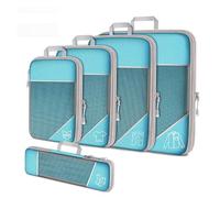 Cubes d'emballage de compression for les voyages, lot de 5 cubes d'emballage compressibles, portables et peu encombrants, for les amateurs de voyages, organisateur de valise, essentiels.(Blue)