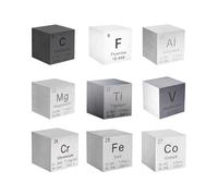 Cubes Élémentaires Cubes de Densité pour la Science 0.39in/10mm 9pcs Set pour les Collections d’Éléments le Matériel d’Expérience de Laboratoire-C F Mg Al Ti V Cr Fe Co
