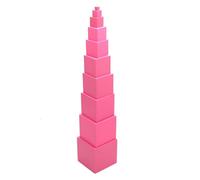 Cubes Empilables Bois - Jouet Éducatif Rose, Tour Apprentissage Ludique, Support Créatif, Mathématique Développement | Blocs Solides avec Finition Lisse Et Formes Variées Stimule Imaginatio