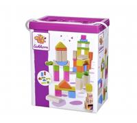 Cubes en bois colorés et naturels - 60 pièces