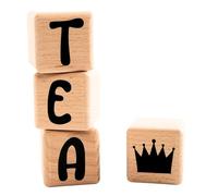 Cubes en Bois de 5cm x 5cm Kits de 4 cubes avec Stickers NOIR - Lettres en Bois Grande Taille, Prénom Personnalisé, Décoration Chambre Bébé et Enfant, Cadeau Naissance et Cadeau personnalisé (Noir, 4)
