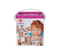 Eichhorn Lot de 50 blocs de construction, en bois de couleur naturelle, dans une boîte de rangement, avec cordon et couvercle de tri, faits de bois de hêtre certifié FSC 100 %, pour les enfants à partir de 1 an
