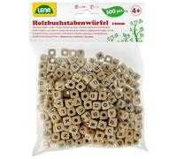 Lena 32005 Jeu de Cubes en Bois en Forme de Lettres, 300 Perles à Enfiler, pour Les Enfants à partir de 3 Ans, Kit de Perles pour Bracelets, Colliers et Beaucoup Plus