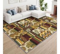 Cubes Géométriques Tapis Salon Antidérapant Lavable en Machine 200x300cm | Poil Ras Doux Tribu Africaine Tapis pour Salle a Manger Bureau Cuisine Descente de lit Chambre Decoration Chambrel