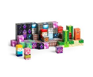 Cubes magnétiques Relaxdays, 100 pièces, Style Pixel, Jeu magnétique dès 3 Ans, ABS, Multicolores