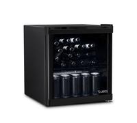 °CUBES Mini réfrigérateur 48 l noir - Élégant réfrigérateur à boissons, avec porte en verre et 1 étagère variable, silencieux et économe en énergie (39 dB), parfait pour le bureau, la cuisine, les