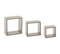 Cubes Muraux en Chêne Gris - Petit Modèle - Lot de 3