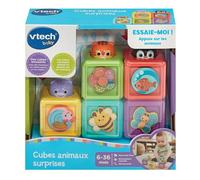 VTech - Cubes Animaux Surprises - Jouet à Empiler Bébé - 5 Cubes Empilables, Cache-Cache Animaux - Jeu de Motricité Fine et d'Éveil - Cadeau Bébé Dès 6 Mois - Contenu en Français