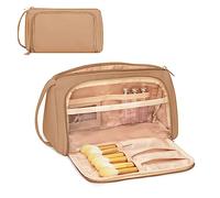 CUBETASTIC Petite trousse de maquillage, pochette de maquillage, malette rangement organisateur de cosmétiques de voyage pour femmes et filles (tissu Oxford, noir), marron, Small(Pack of 1), Voyage