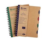 Cubic ECO Lot de 2 carnets à spirale A5 5 sujets - 300 pages lignées chacune | Couverture kraft écologique | Cahiers à spirales pour l'école, le bureau et l'étude