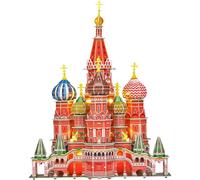 Puzzle 224 Pièces : Puzzle 3D avec LED - Cathédrale Saint-Basile, Moscou - Difficulté 6/8, Cubic Fun