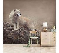 Cubic Simple Prairie Animal Wolf Papier Peint 3D Installation Facile Intissé Tapisserie Bureau Salon Canapé Chambre Décoration Murale-350cm×256cm
