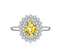 Cubic Zirconia Bridal Halo Anneaux OVAL CUT CZ Engagement Mariage Band pour femmes 925 argent sterling créé Ruby Red Gemstone Emerald Topaz Pink Promise Promise Open Adjustable Ring (rose)