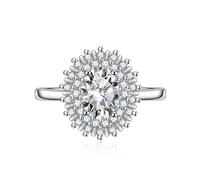 Cubic Zirconia Bridal Halo Anneaux OVAL CUT CZ Engagement Mariage Band pour femmes 925 argent sterling créé Ruby Red Gemstone Emerald Topaz Pink Promise Promise Open Adjustable Ring (rose)