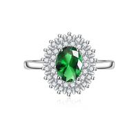 Cubic Zirconia Bridal Halo Anneaux OVAL CUT CZ Engagement Mariage Band pour femmes 925 argent sterling créé Ruby Red Gemstone Emerald Topaz Pink Promise Promise Open Adjustable Ring (rose)