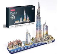 CubicFun 3D Puzzle LED Dubai Architecture Kit de modélisation pour enfants et adultes, Atlantis The Palm Dubai, Burj al Arab Jumeirah Hotel, Burj Khalifa,