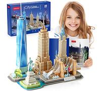 CubicFun MC255h Puzzle 3D US New York City Skyline Building Kits de décoration et cadeau souvenir, Statue de la Liberté, Empire State Building, Bâtiment Chrysler, 123 pièces