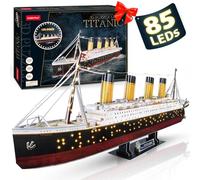 CubicFun Puzzle 3D LED - 88CM Maquettes de Bateau de Titanic, Bateau Modèle | 266 Pièces Puzzle 3D avec Lumières, Сonstruction Mecanique, Kit de Construction, Jouet Décoration Cadeau pour Enfants Adultes
