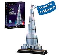 CubicFun Puzzle 3D LED Dubaï Burj Khalifa Modèle avec Lumières Cadeau D'architecture pour Décoration de Bricolage et Cadeaux Souvenirs, Puzzles 3D pour Adultes et Enfants, 136 Pièces